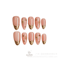 Prime-Golden Streamer handmade nails with gold accents, easy-to-apply press-on set by Glitify.