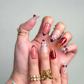 Prime-Spring Cherry handmade nails by Glitify with cherry and zebra patterns.