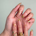 Prime-Golden Streamer handmade nails with gold accents, easy-to-apply press-on set by Glitify.